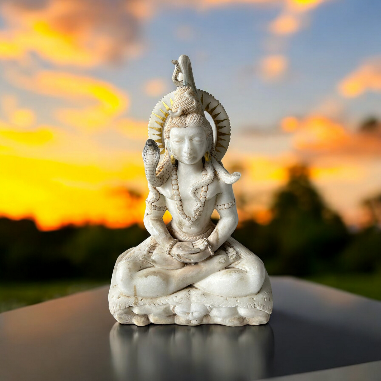 Old Hindu God Shiva Marble Stone Statue