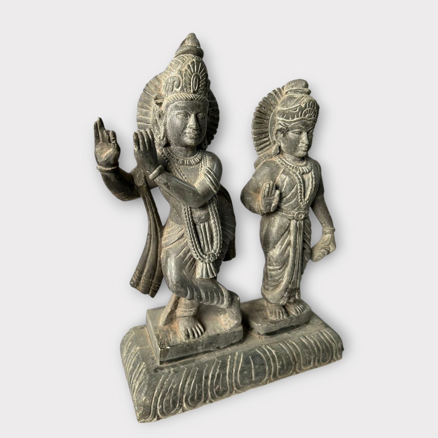 Black Marble  Stone God Krishna, Goddess Radha  Statue