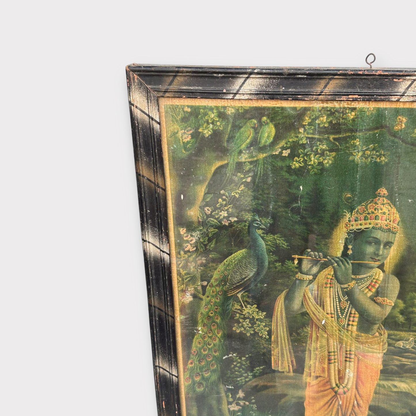 Vintage Hindu God Krishna Print Framed