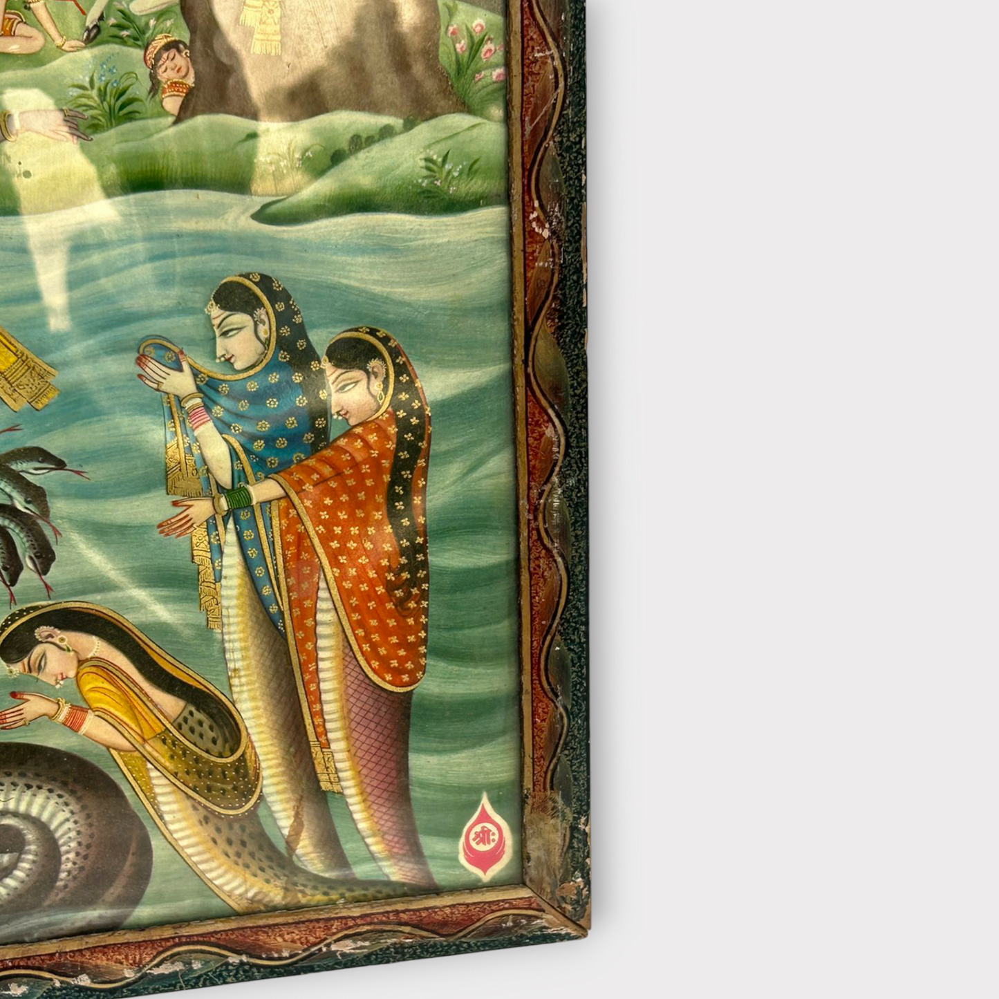 Vintage Hindu God Krishna Print Framed