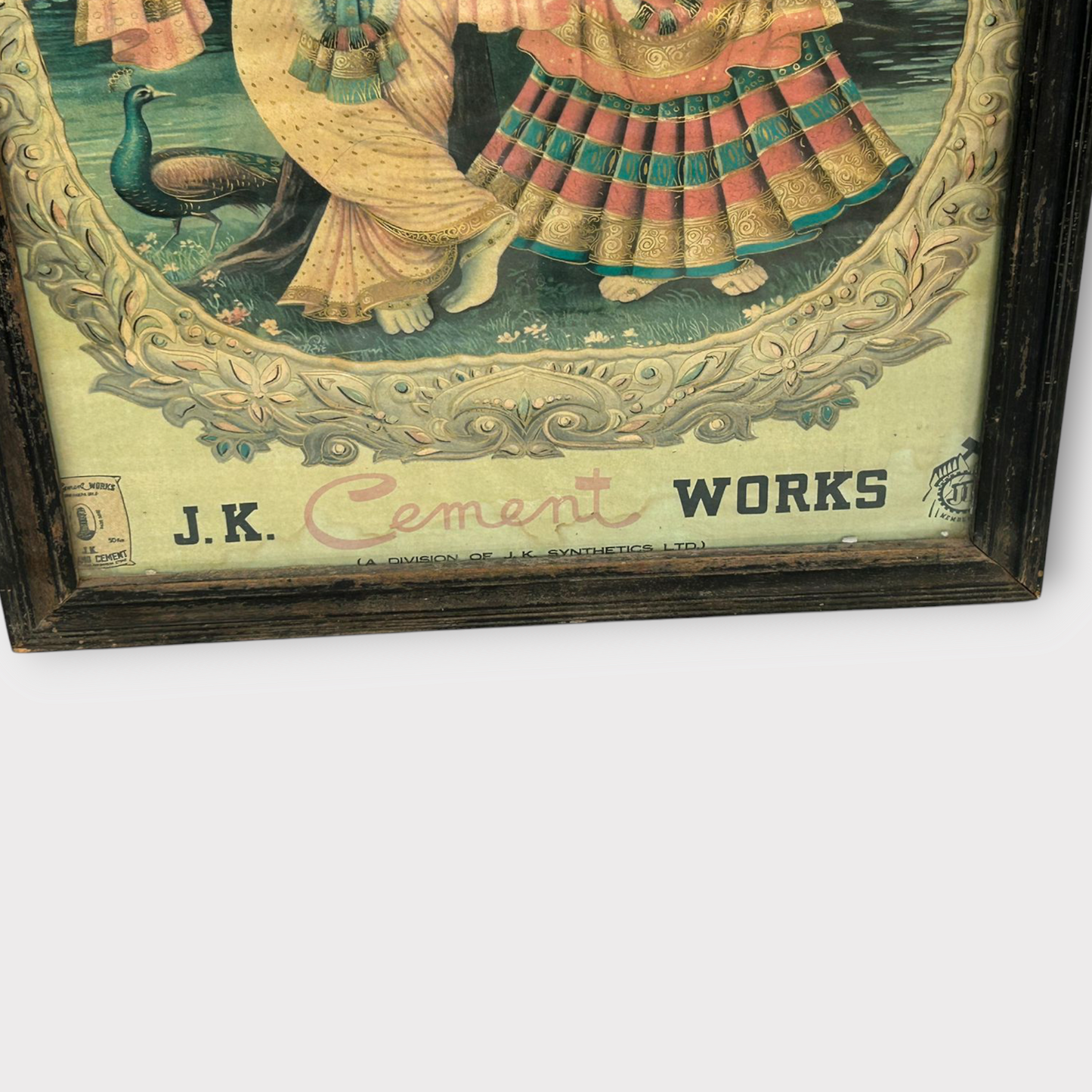 Vintage Hindu God Krishna, Goddess Radha Print Framed