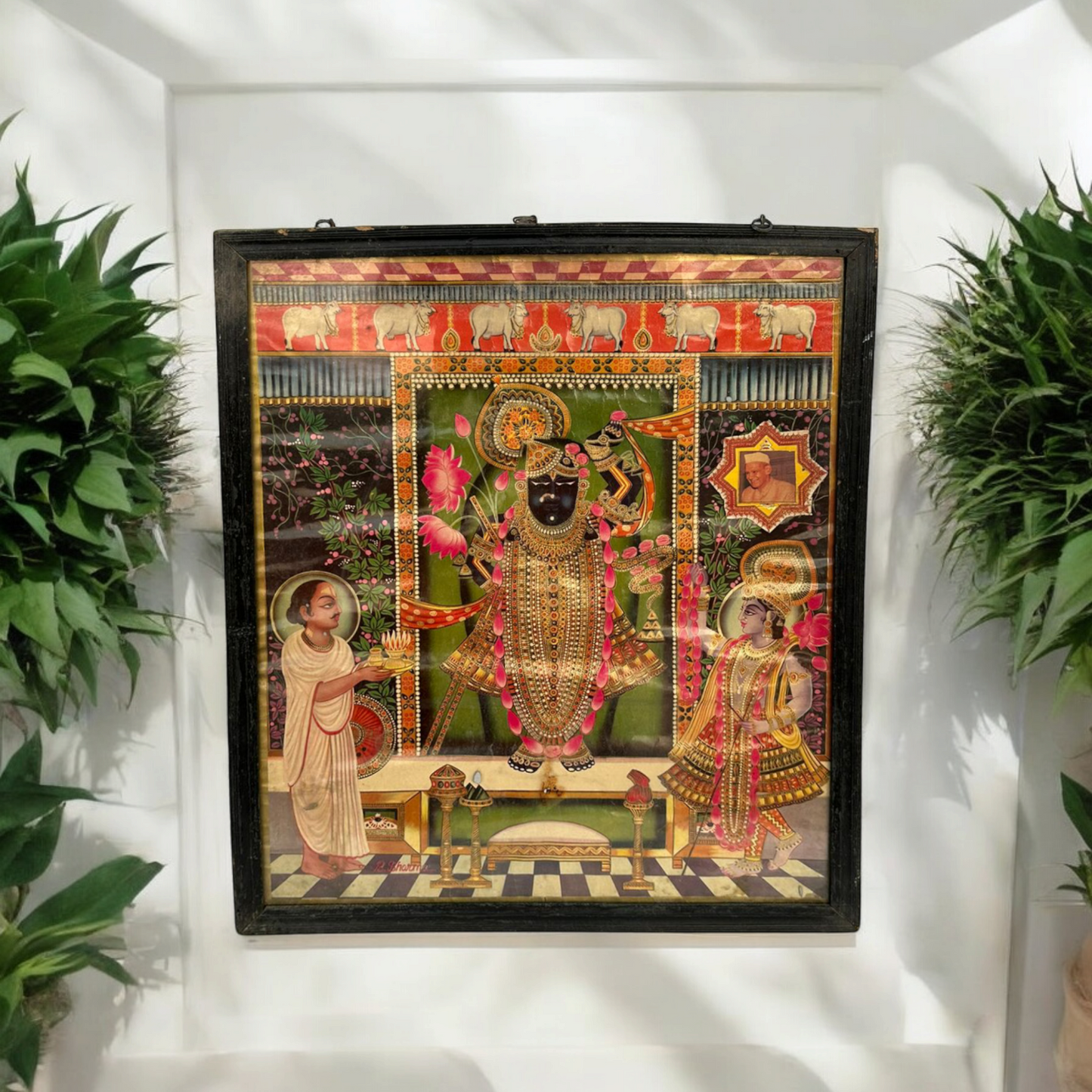 Vintage Hindu God Dwarika Dhish Framed