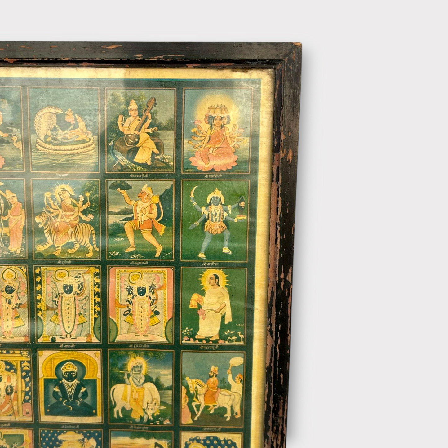 Vintage Hindu Religious  Litho Print Framed