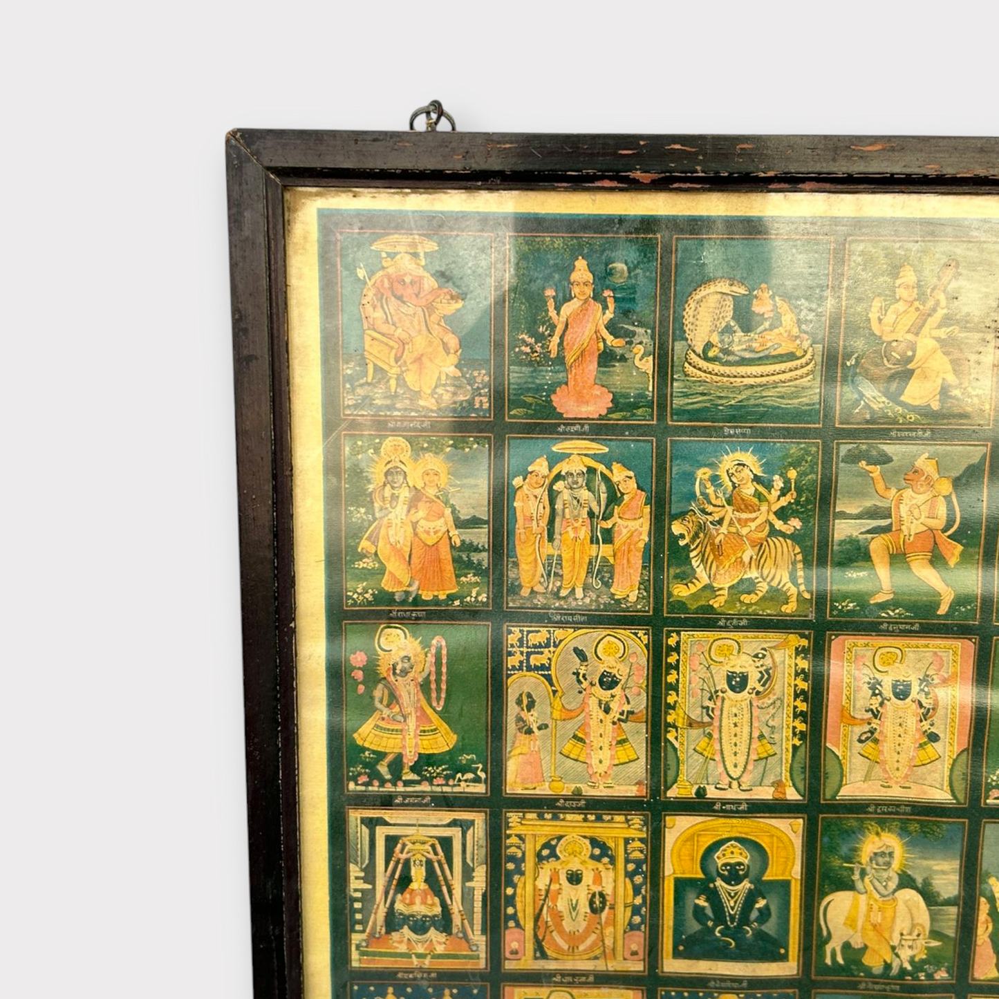 Vintage Hindu Religious  Litho Print Framed