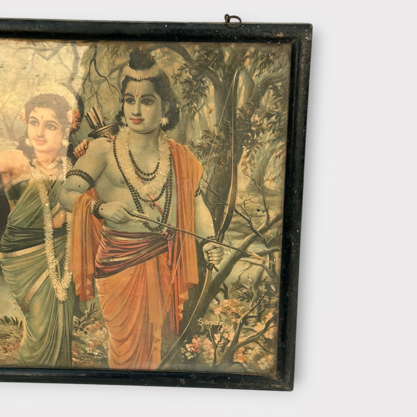 Vintage Hindu God Rama Print Framed