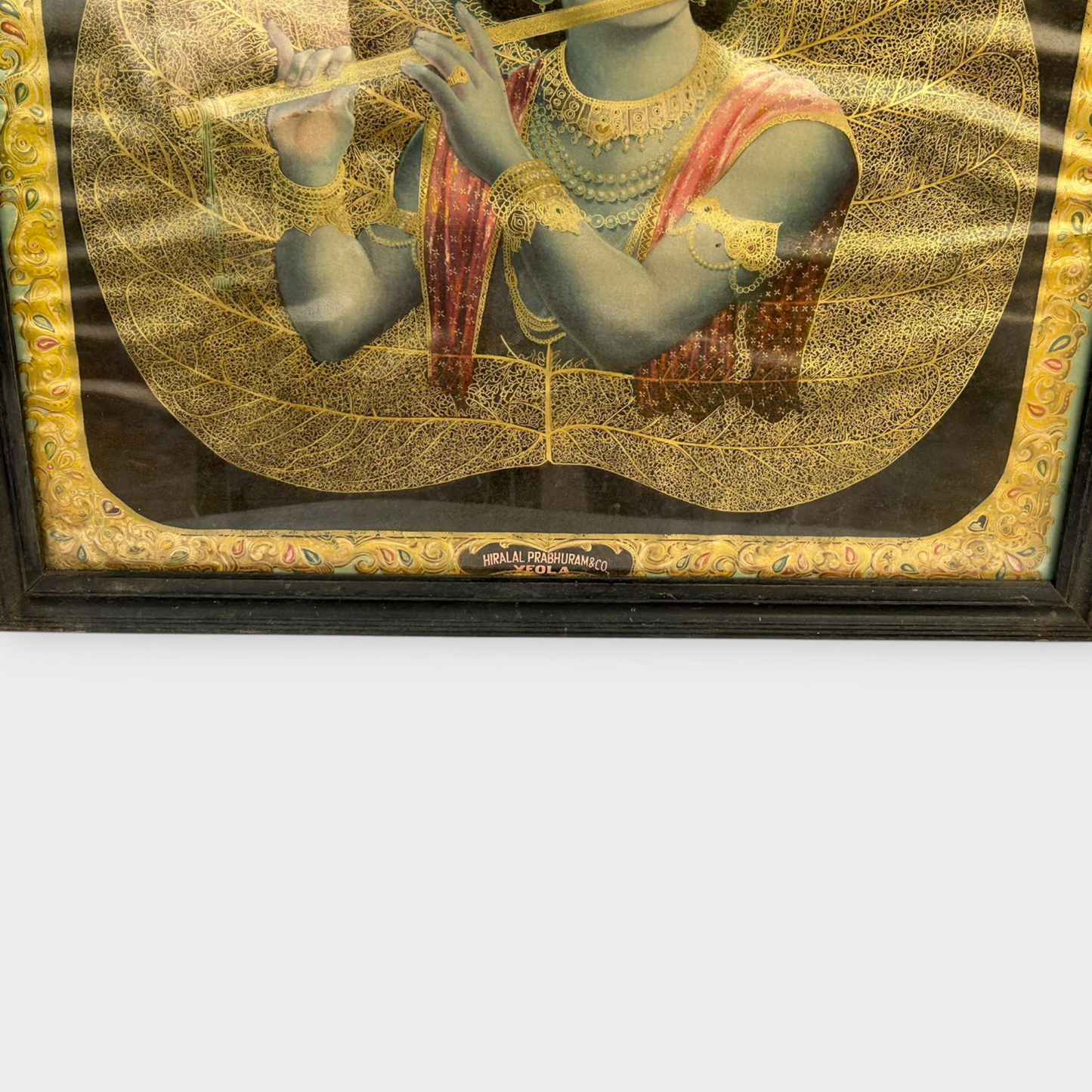 Vintage Hindu God Krishna Print Framed