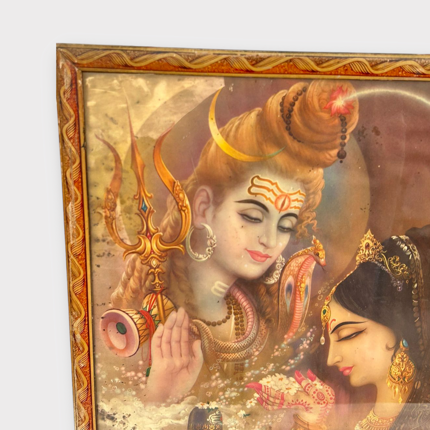 Vintage Hindu God Shiva Print Framed