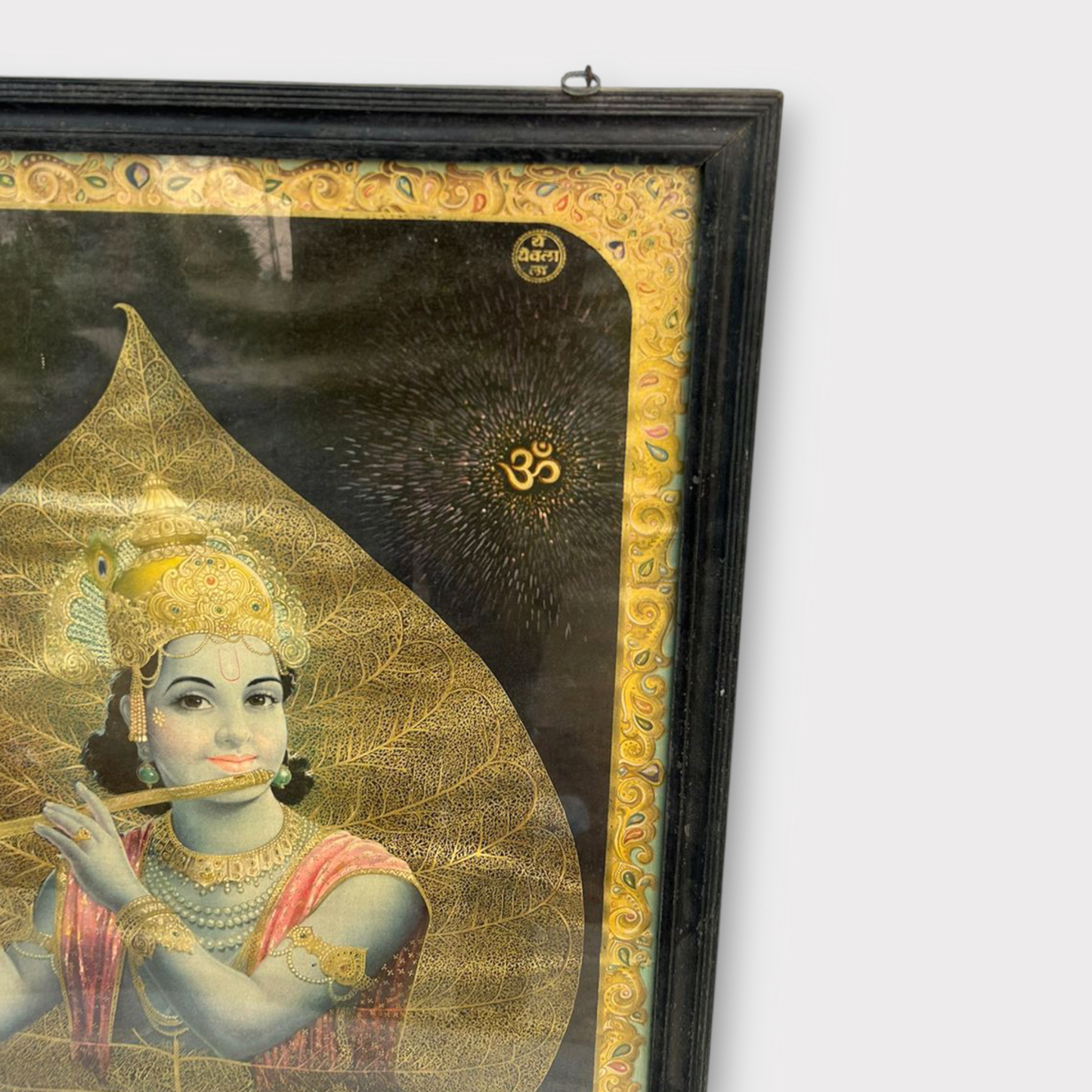 Vintage Hindu God Krishna Print Framed