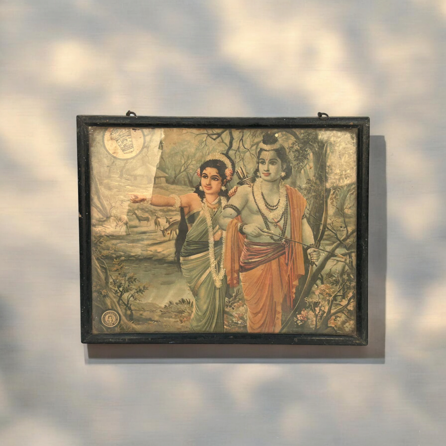 Vintage Hindu God Rama Print Framed