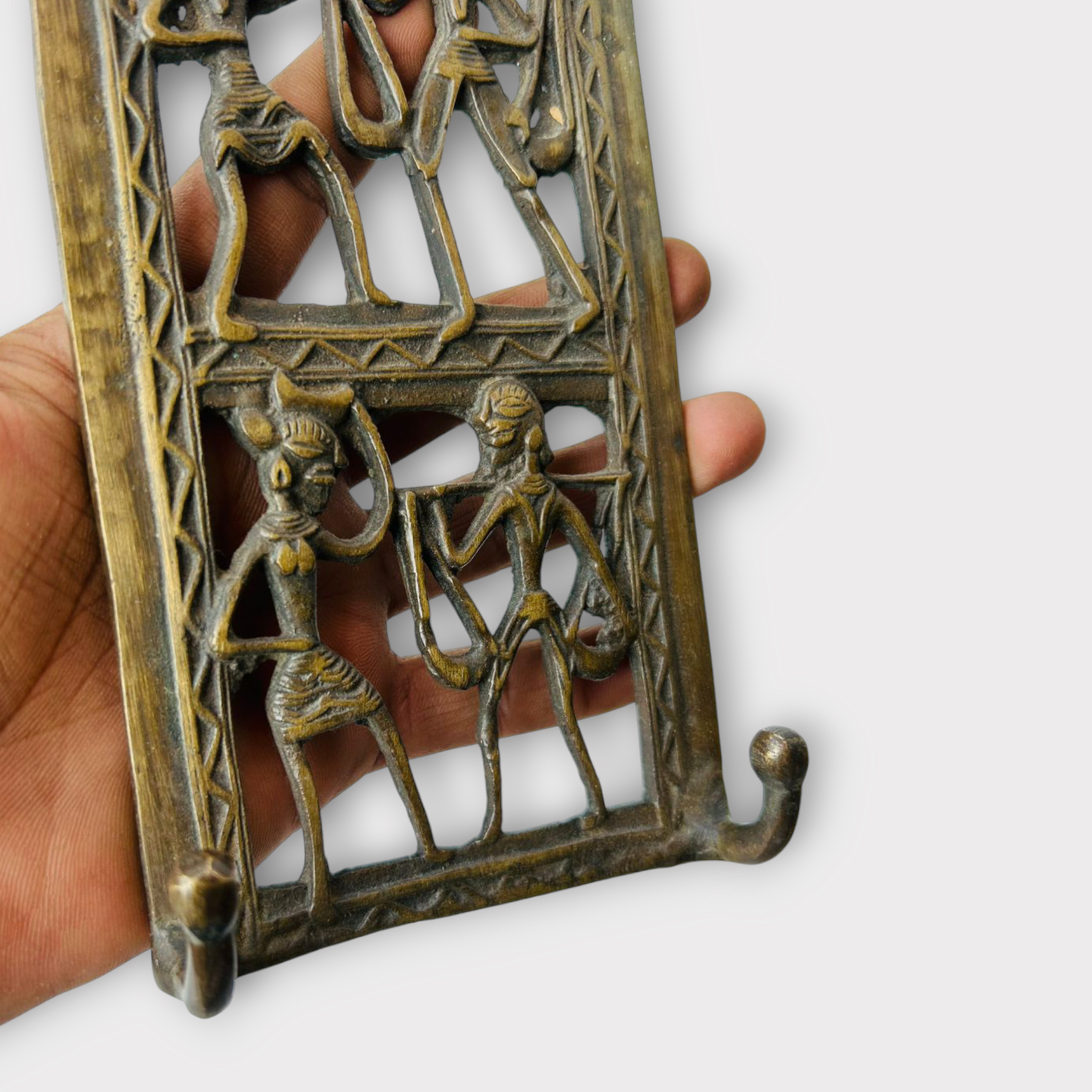 Antique Brass Dokra Style Wall Hanging Hook