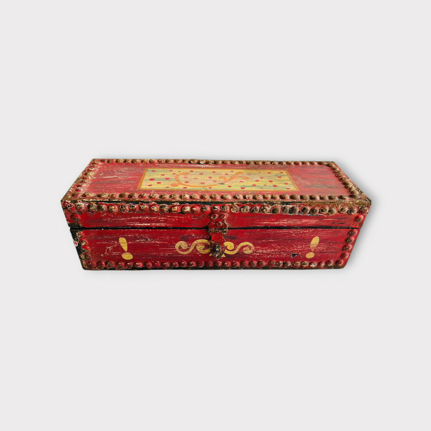 Vintage Hand Painted Wooden Box /Pencil Box /Old Hand Crafted  Painting Brush Box