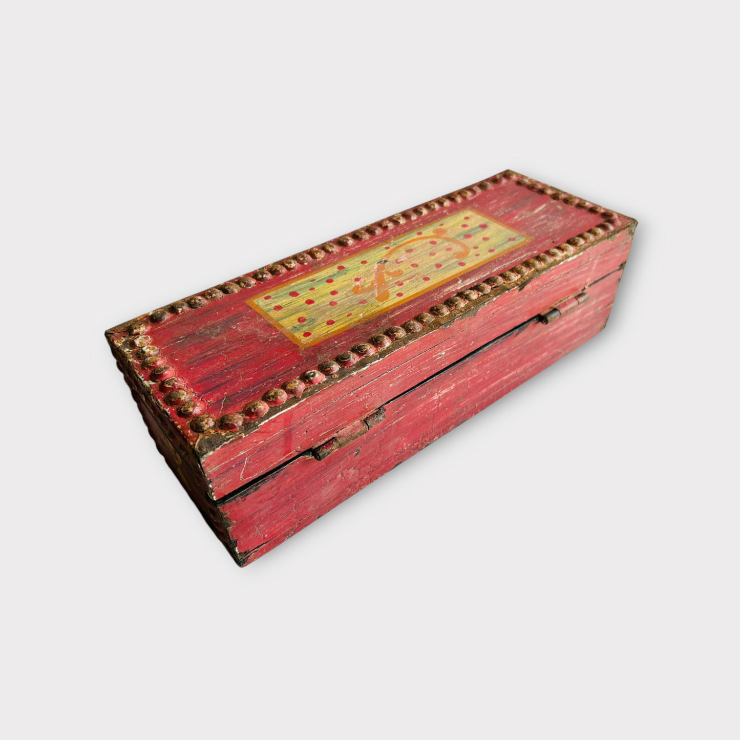 Vintage Hand Painted Wooden Box /Pencil Box /Old Hand Crafted  Painting Brush Box