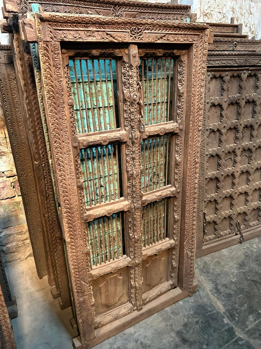 Old Hand Carved  Wooden Door  Window