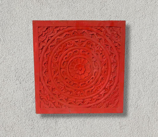 Mandala Hand carved wooden wall panel