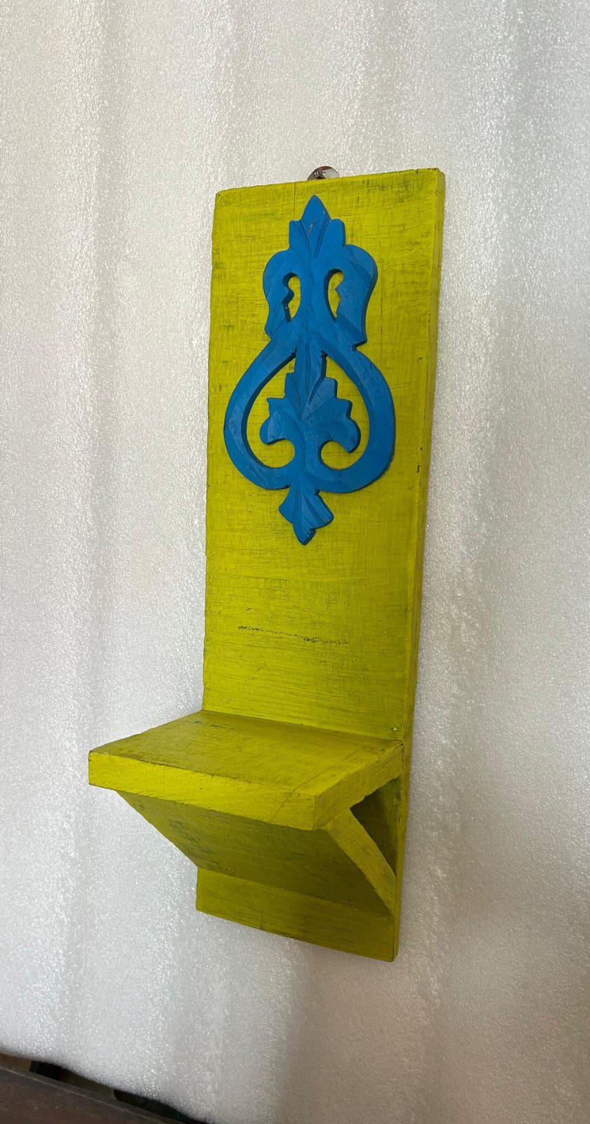 Painted Wooden Motifs Wall Shelf